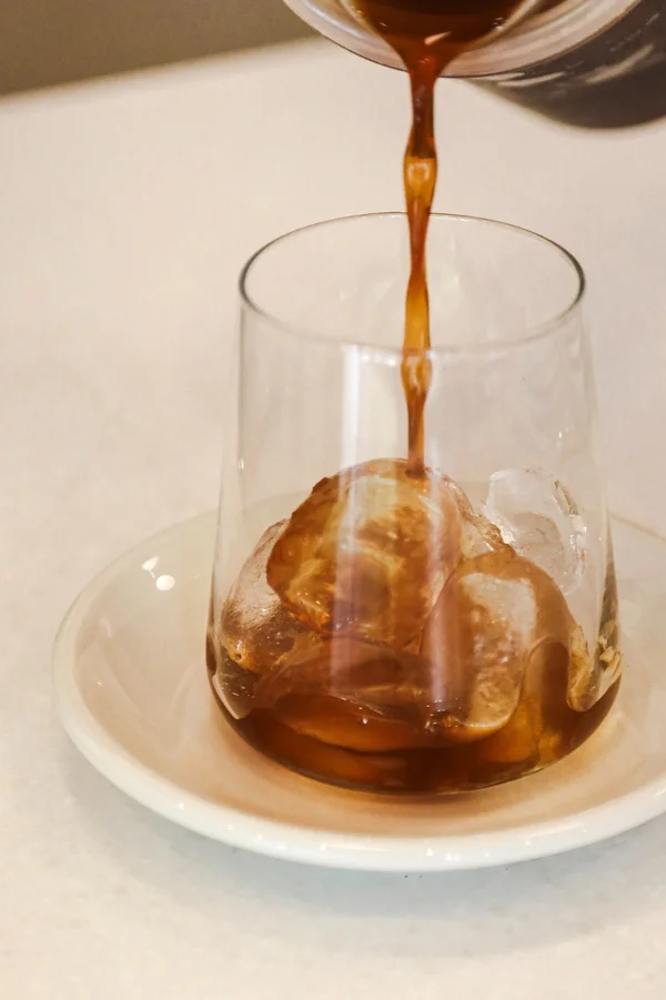 Iced coffee pour over ice at Noia Coffee Co